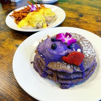 Guieb Cafe - Ube Mascarpone Pancakes - New American Near Me - Honolulu, Hawaii