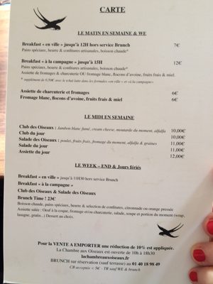 Menu photo 2 La Chambre aux Oiseaux Paris, 75 Menu photo 2 La Chambre aux Oiseaux Paris, 75