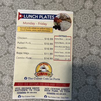 Cuban Cafe - Tasty lunch plate verity - Cuban Near Me - La Porte, Texas