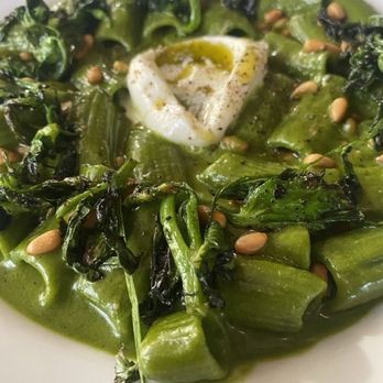 Vern's - Rigatoni with pine nuts, burrata, and pea tendrils - New American Near Me - Charleston, South Carolina