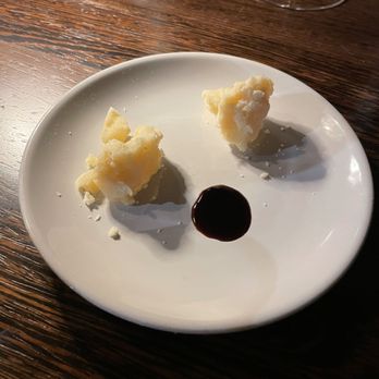 Roscioli - Aged Parmesan and balsamic amuse-bouche - Italian Near Me - New York, New York Roscioli - Aged Parmesan and balsamic amuse-bouche - Italian Near Me - New York, New York