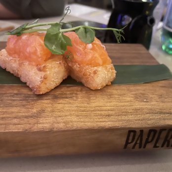 Paperfish Sushi - Salmon crispy rice- truffle - Sushi Bars Near Me - Miami, Florida Paperfish Sushi - Salmon crispy rice- truffle - Sushi Bars Near Me - Miami, Florida