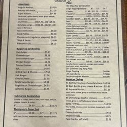 Thompson's Cafe - Menu