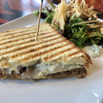 Painted Pony - Brisket panini with caramelized onions, gruyere, & horseradish cream. Great side salad too! - New American Near Me - Saint George, Utah
