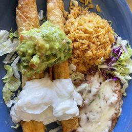 Shredded beef flautas plate , they were so fresh and crispy !