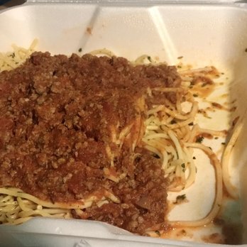 Jim's Restaurants - Spaghetti with meat sauce...garlic bread and salad not shown - American Near Me - San Antonio, Texas