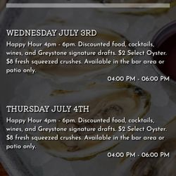 Greystone Oyster Bar - Happy hour special 4-6 that they didn't honor