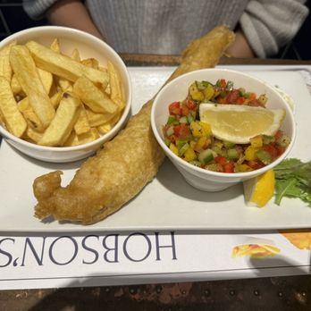 Hobson's Fish & Chips - Cod, fish and chips with Hobson salad. - British Near Me - London, XGL