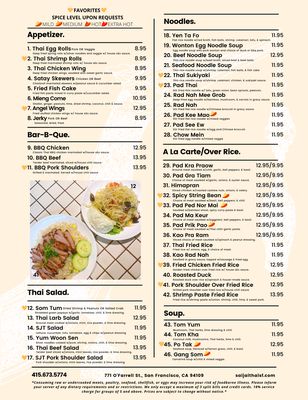Menu photo 7 Sai Jai Thai Restaurant San Francisco, CA Menu photo 7 Sai Jai Thai Restaurant San Francisco, CA