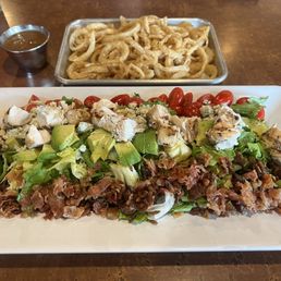 Darby salad and string onion rings
