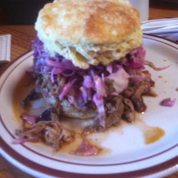 Pine State Biscuits - BBQ Biscuit - Podnah's Pulled Pork w/ Carolina style BBQ sauce topped w/ slaw: $7. - Southern Near Me - Portland, Oregon Pine State Biscuits - BBQ Biscuit - Podnah's Pulled Pork w/ Carolina style BBQ sauce topped w/ slaw: $7. - Southern Near Me - Portland, Oregon