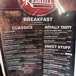 Red Hill Royal Cafe - Breakfast Menu