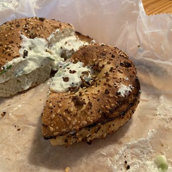 Beachside Bagel World - The everything bagel with scallion cream cheese. - Bagels Near Me - Satellite Beach, Florida Beachside Bagel World - The everything bagel with scallion cream cheese. - Bagels Near Me - Satellite Beach, Florida