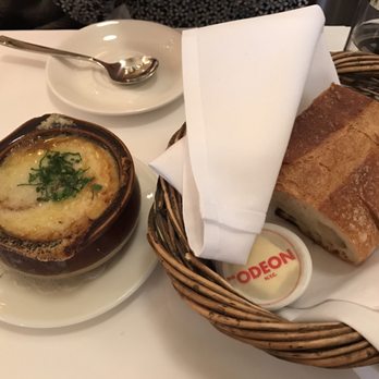 The Odeon - French Onion Soup gratinee with gruyère cheese, crouton - New American Near Me - New York, New York The Odeon - French Onion Soup gratinee with gruyère cheese, crouton - New American Near Me - New York, New York