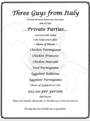 Menu photo 1 Three Guys From Italy Kenilworth, NJ Menu photo 1 Three Guys From Italy Kenilworth, NJ