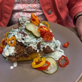 HATTAWAY'S - Chicken and grits was huge and the spicy polenta cake was delicious - Southern Near Me - Walla Walla, Washington
