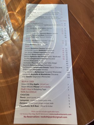 Menu photo 7 Nook Shipyards North Vancouver, BC