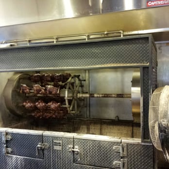 Inka Chicken - The chicken being cooked rotisserie style over charcoal. - Peruvian Near Me - Austin, Texas Inka Chicken - The chicken being cooked rotisserie style over charcoal. - Peruvian Near Me - Austin, Texas