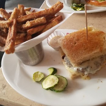 Max Burger - Fatty melt with eggplant fries - Burgers Near Me - West Hartford, Connecticut Max Burger - Fatty melt with eggplant fries - Burgers Near Me - West Hartford, Connecticut