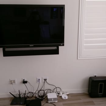 Home Tech Expert - Cables running through the wall. Now i just need a tv stand to hide all those cables on the floor - Home Automation Near Me