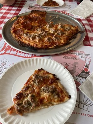 Photo of Fricano's Pizza Tavern - Grand Haven, MI, US. Half pepperoni, half sausage