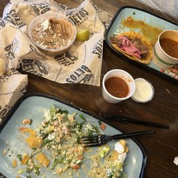 Meant to take the photo before we scoffed down the taquitos and birria tacos!