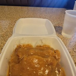 Garlic chicken with gravy.