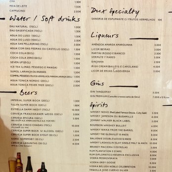 DUX Taberna Urbana - These are the non-wine beverages.  There is another menu for wines. - Wine Bars Near Me - Coimbra, 06
