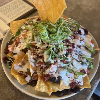 Luna Bistro Cafe - Nachos con Chorizo (Happy Hour item) - New American Near Me - Long Beach, California