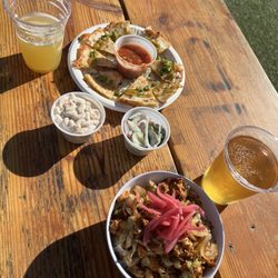 Blue Box Seafood Company - Salmon quesadilla and the Blue Box Bowl with Albacore Tuna