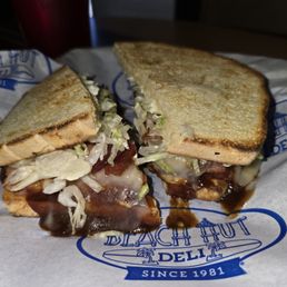 The Shark Bite, Garlic cheesebread, bbq, ham,swiss The Shark Bite, Garlic cheesebread, bbq, ham,swiss