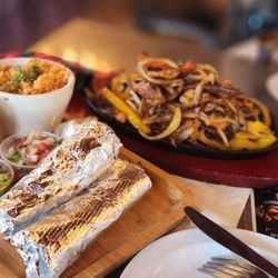 Fajitas for two....carne aside and grilled chicken! Delicious!