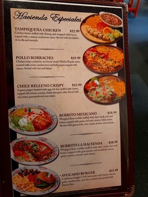 Menu photo 8 La Hacienda Mexican Restaurant Durango, CO