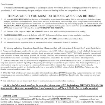 Keller Investment Properties - Original paperwork from the bathtub getting resurfaced by the apartment in November 2024 - Real Estate Services Near Me - Centerville, Utah