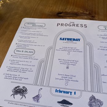 The Progress - Menu - New American Near Me - San Francisco, California