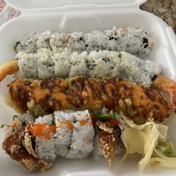Kigaru Sushi - Top to bottom: California Roll, Shrimp Tempura Roll, Vegas Roll, Spider Roll (5pc) - Japanese Near Me - Beaverton, Oregon Kigaru Sushi - Top to bottom: California Roll, Shrimp Tempura Roll, Vegas Roll, Spider Roll (5pc) - Japanese Near Me - Beaverton, Oregon