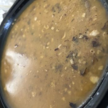 Poke Stop - This is one of the gravy they served.  I had to take most of the oil on top of this gravy and as you can see there's more to take out. - Hawaiian Near Me - Mililani, Hawaii