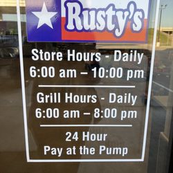 Rusty’s - Hours of operation