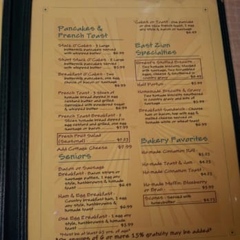 Thunderbird Restaurant - Menu 1 of 2 - American Near Me - Mt. Carmel Junction, Utah