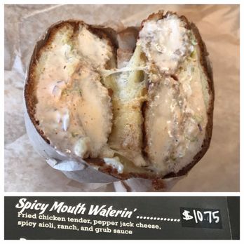 Photo of Grubbin' - San Francisco, CA, United States. Spicy Mouth Waterin' is an EXCELLENT fried chicken sandwich