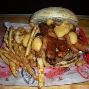 State Street Brats - man vs food challenge open face - American Near Me - Madison, Wisconsin State Street Brats - man vs food challenge open face - American Near Me - Madison, Wisconsin