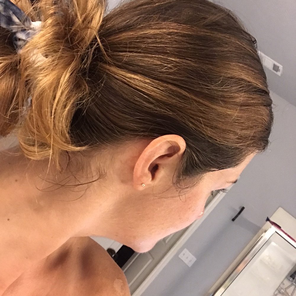 Brushed Roots - BEFORE (different salon)- AFTER A MONTH (so gold and dull) - Hair Stylists Near Me - Round Rock, Texas