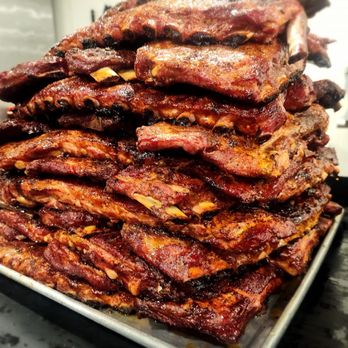 Mark's Hometown'cue - Ribs loaded up for service - Barbeque Near Me - Warrensburg, New York