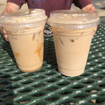 Somethings Brewing Downtown - Iced caramel macchiato(left) blueberry cinnamon iced latte (right) - Coffee & Tea Near Me - Grayslake, Illinois Somethings Brewing Downtown - Iced caramel macchiato(left) blueberry cinnamon iced latte (right) - Coffee & Tea Near Me - Grayslake, Illinois