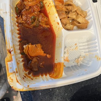 Kimchi Garden - Excess sauce/grease from the bbq spicy pork. - Korean Near Me - Berkeley, California