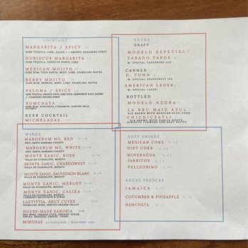 Corazon Comedor - 8/'23 - Drink Menu - Mexican Near Me - Santa Barbara, California