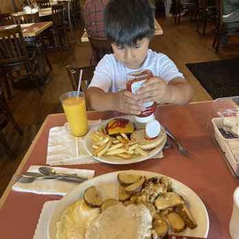Doug's Place - Brunch date with the little guy: 1. Special Chicken Fried Steak and C4. Kid's Hamburger and Fries - Breakfast & Brunch Near Me - Castro Valley, California