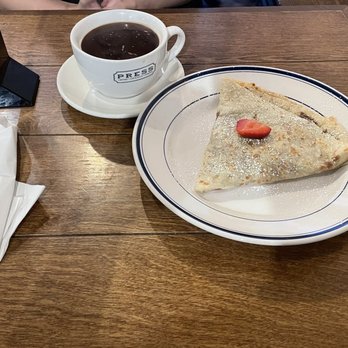 PRESS Coffee Crêpes Cocktails - Classic Crepe with Strawberries - Creperies Near Me - Graham, North Carolina PRESS Coffee Crêpes Cocktails - Classic Crepe with Strawberries - Creperies Near Me - Graham, North Carolina
