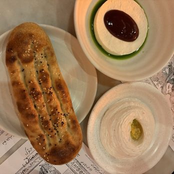 Eyval - Barberi bread w feta dip and strained yogurt dip - Persian/Iranian Near Me - Brooklyn, New York