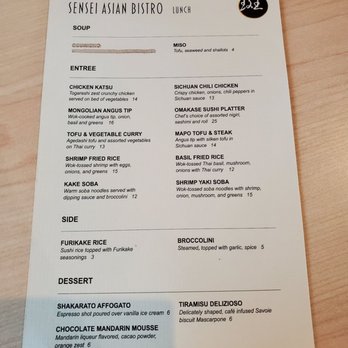 Sensei Asian Bistro - Lunch mini menu - Asian Fusion Near Me - Gainesville, Florida Sensei Asian Bistro - Lunch mini menu - Asian Fusion Near Me - Gainesville, Florida